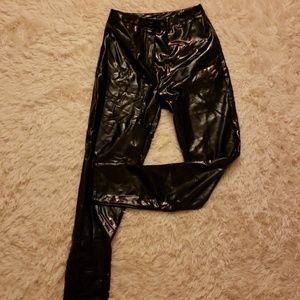 Black vinyl pants